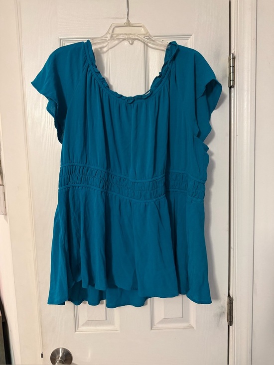 torrid Tops - torrid Teal Flutter-Sleeve Peasant Blouse